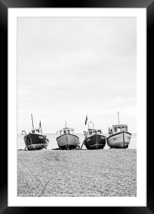 Fishing boats on the beach at Beer, Devon Framed Mounted Print by Justin Foulkes