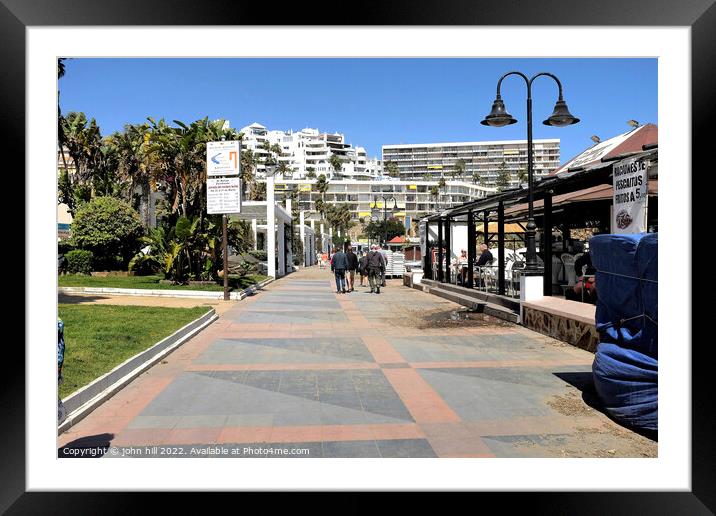 South seafront promenade, Torremolinos, Spain. Framed Mounted Print by john hill