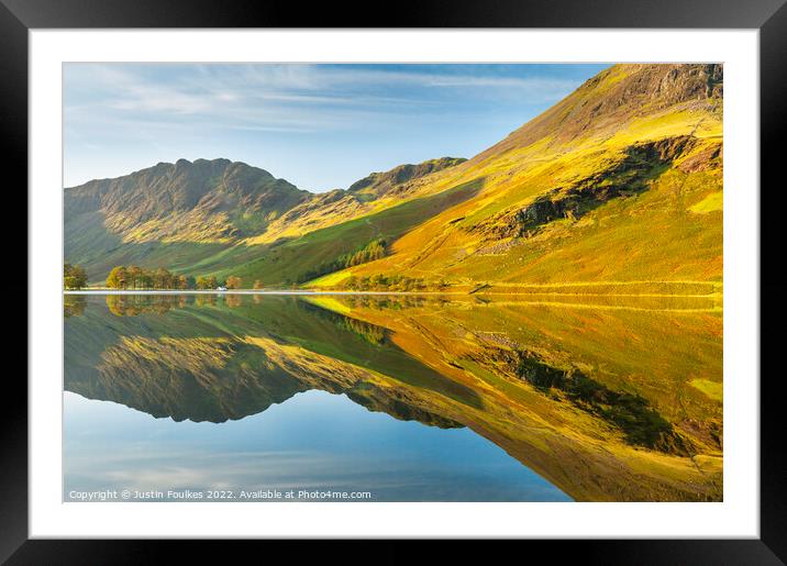 Buttermere reflections, Lake District Framed Mounted Print by Justin Foulkes