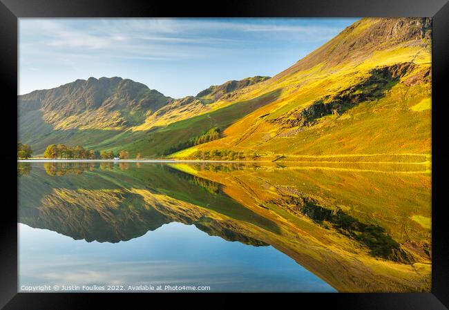 Buttermere reflections, Lake District Framed Print by Justin Foulkes