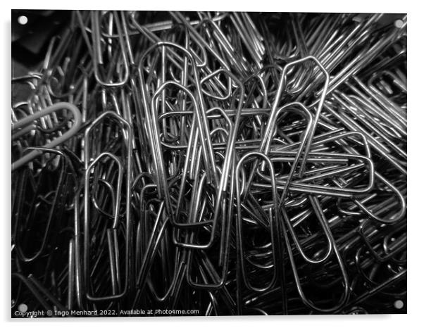 Closeup shot of nickel-plated paper clips Acrylic by Ingo Menhard