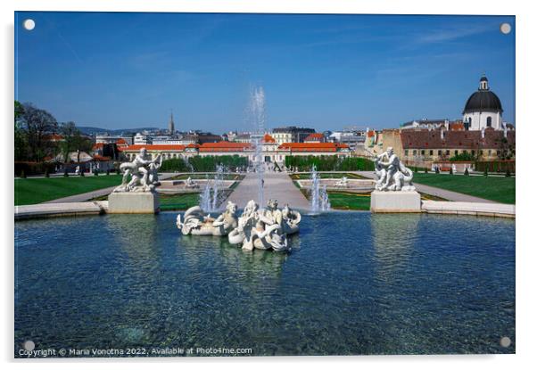 Fountain with sculpture in Belvedere gardens in Vienna Acrylic by Maria Vonotna