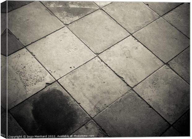 Top view of an old stone tiled floor Canvas Print by Ingo Menhard