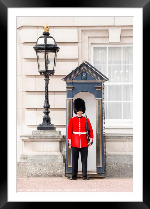 Queens Guard, Buckingham Palace, London Framed Mounted Print by Justin Foulkes