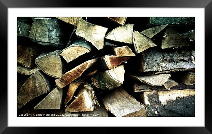 Closeup shot of firewood Framed Mounted Print by Ingo Menhard