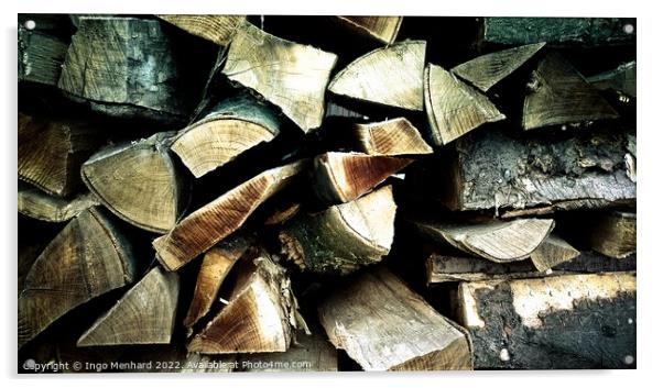 Closeup shot of firewood Acrylic by Ingo Menhard