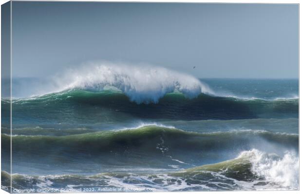 Powerful Waves in Fistral Bay in Newquay, Cornwall Canvas Print by Gordon Scammell