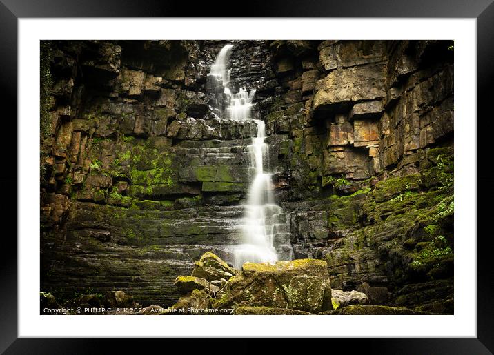 A large waterfall near Askrigg 720 Framed Mounted Print by PHILIP CHALK