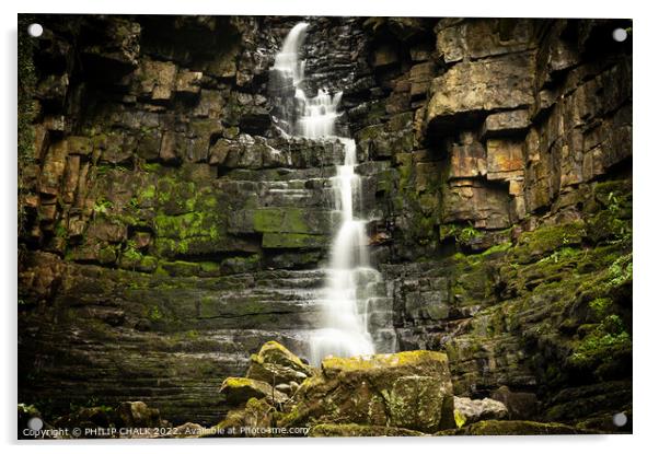 A large waterfall near Askrigg 720 Acrylic by PHILIP CHALK