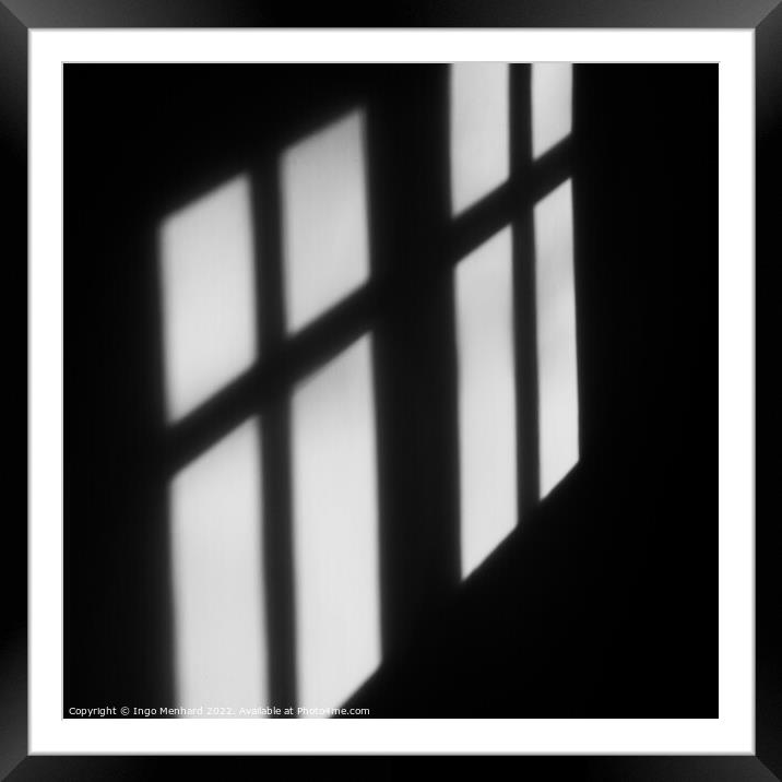 Closeup of a shadow of window on the wall Framed Mounted Print by Ingo Menhard