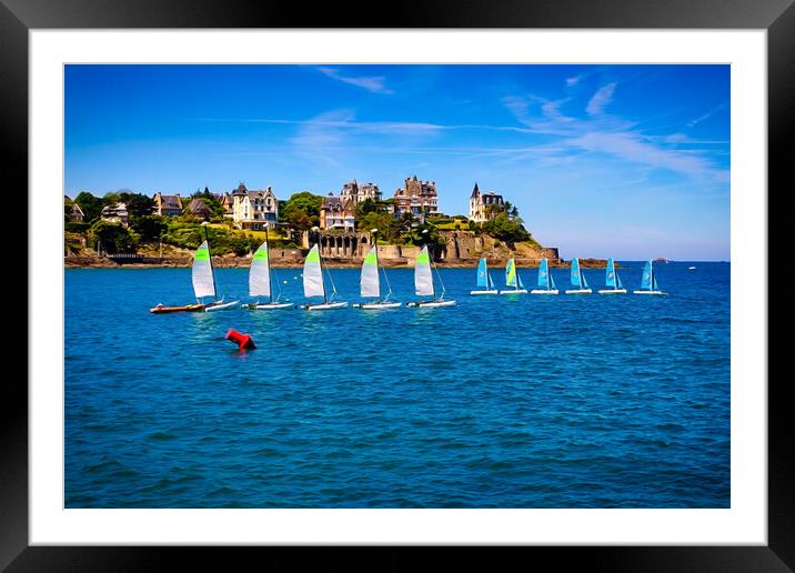 Majestic Sailboats in Dinard Bay - C1506-1655-PIN Framed Mounted Print by Jordi Carrio