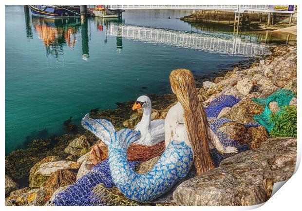 The Mermaid And The Swan Print by Peter F Hunt