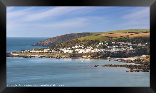 Looe Cornwall the beach and banjo with Hannafore Framed Print by Jim Peters