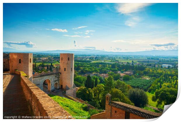 Spello, roman Porta Venere or Venus Gate. Umbria, Italy Print by Stefano Orazzini