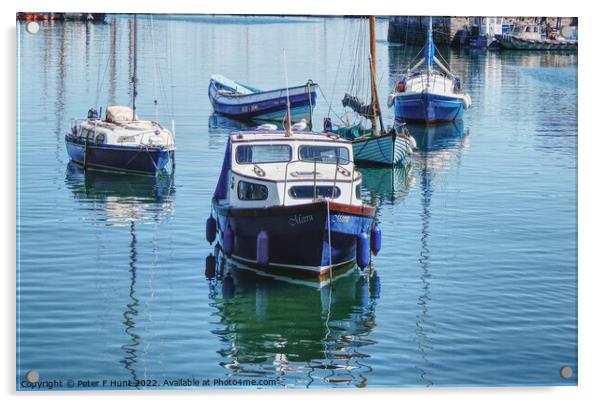 Calm Waters In Brixham Harbour  Acrylic by Peter F Hunt