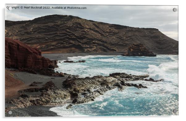 El Golfo Lanzarote Volcanic Coast  Acrylic by Pearl Bucknall