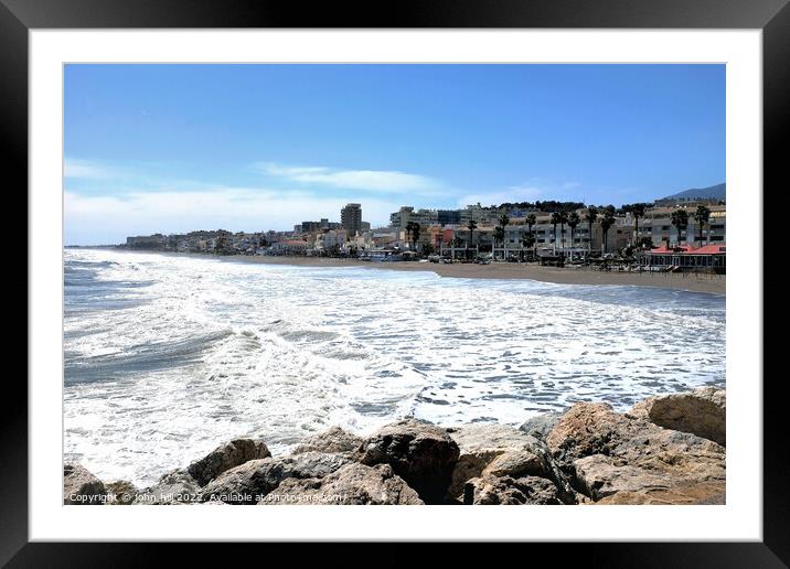 South Torremolinos on windy day, Costa del Sol, Spain. Framed Mounted Print by john hill