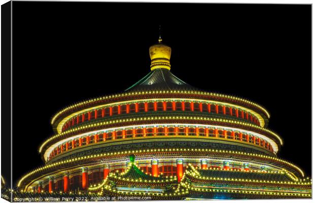 Renmin Square Chongqing Sichuan China Night Canvas Print by William Perry