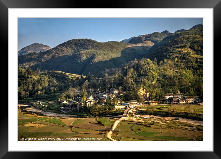 Rural Chinese Village Guizhou China Framed Mounted Print by William Perry