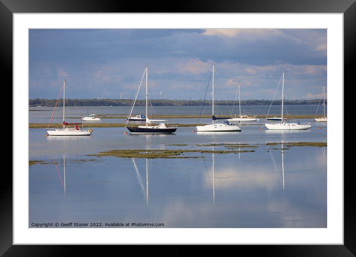 Yachts Moored In Keyhaven Framed Mounted Print by Geoff Stoner