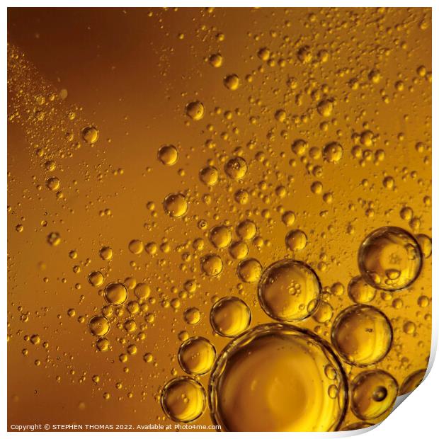 Golden Bubbles- Water and Oil Abstract Print by STEPHEN THOMAS