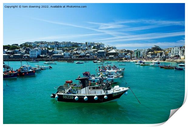 St Ives Harbour Print by tom downing
