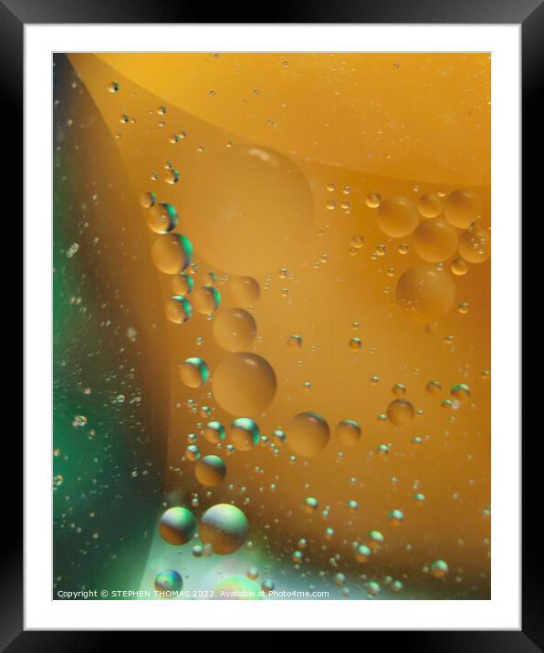 Green & Gold Globes - Water and Oil Abstract Framed Mounted Print by STEPHEN THOMAS