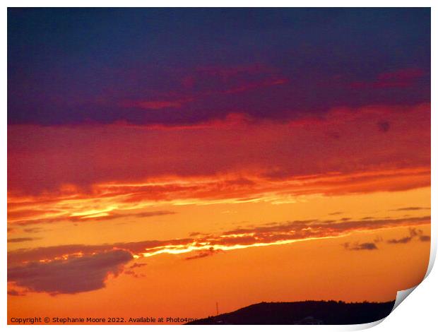 Fiery sunset Print by Stephanie Moore