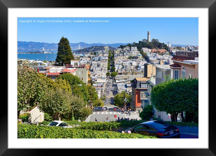 Lombard Steet to Telegraph Hill, San Francisco Framed Mounted Print by Angus McComiskey