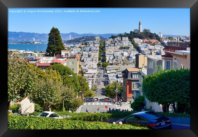 Lombard Steet to Telegraph Hill, San Francisco Framed Print by Angus McComiskey