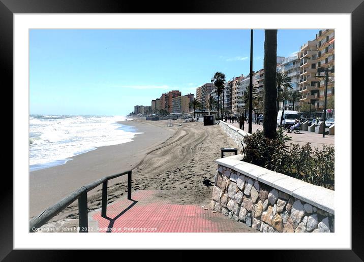South beach and promenade on windy day, Fuengirola, Spain. Framed Mounted Print by john hill