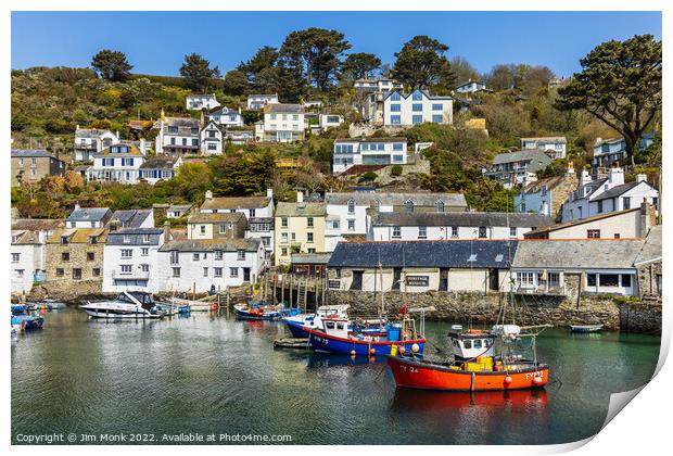 The inner harbour at Polperro, Cornwall Print by Jim Monk