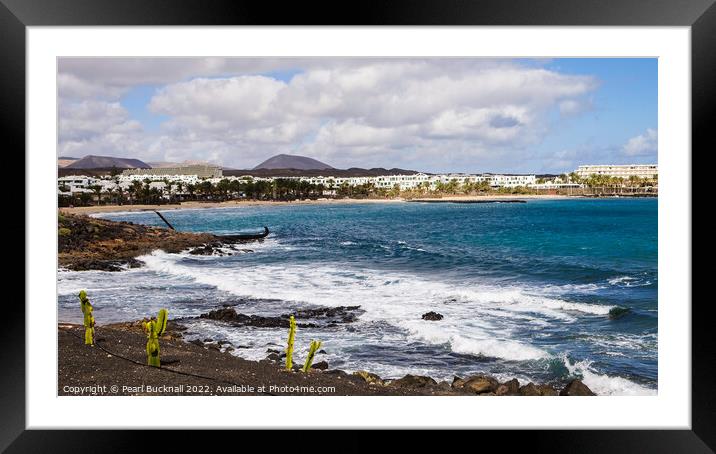 Costa Teguise Beach Lanzarote Coast  Framed Mounted Print by Pearl Bucknall