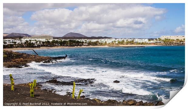 Costa Teguise Beach Lanzarote Coast  Print by Pearl Bucknall