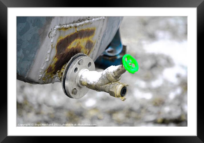 Water faucet on a vehicle trailer Framed Mounted Print by Ingo Menhard