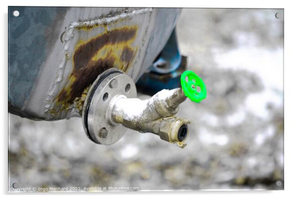 Water faucet on a vehicle trailer Acrylic by Ingo Menhard