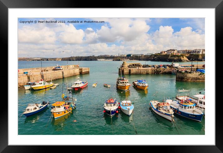 Newquay Harbour Cornwall Coast Framed Mounted Print by Pearl Bucknall