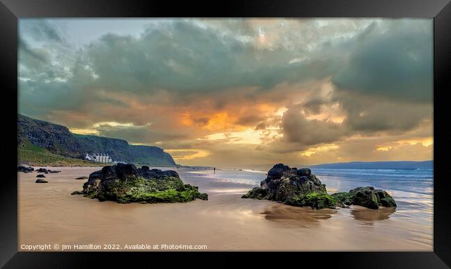 Serene Sunset on Northern Ireland's Stunning Coast Framed Print by jim Hamilton