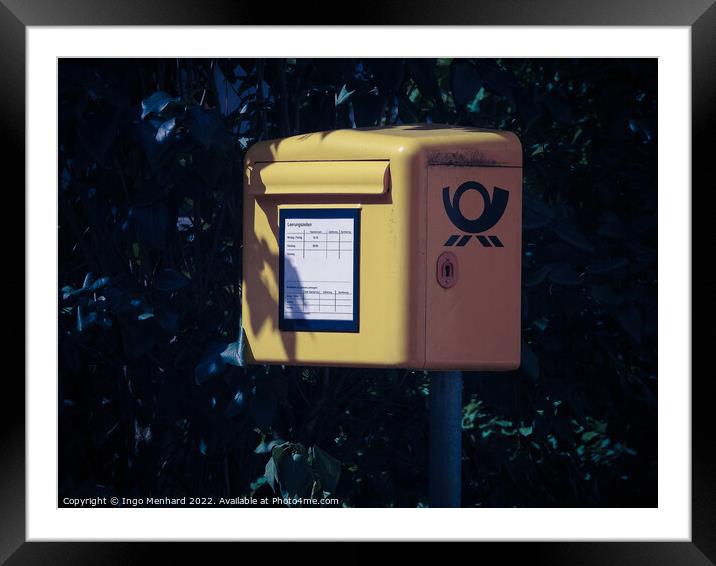 Yellow German mailbox Framed Mounted Print by Ingo Menhard