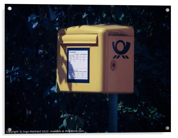 Yellow German mailbox Acrylic by Ingo Menhard