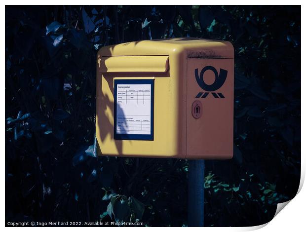 Yellow German mailbox Print by Ingo Menhard