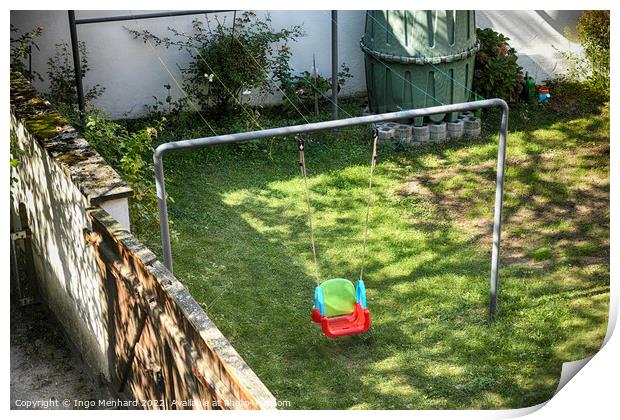 Colorful child swing in a garden Print by Ingo Menhard