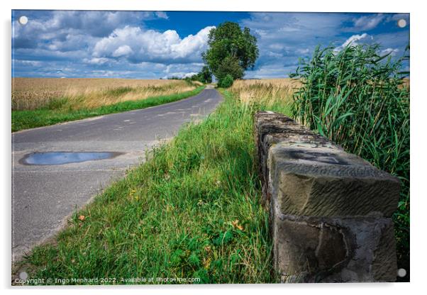 Beautiful shot of a road in the middle of a field Acrylic by Ingo Menhard