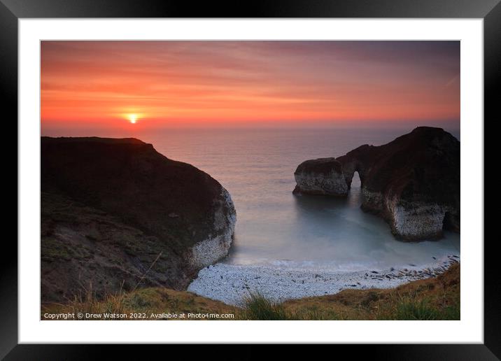 Sunrise over the sea. Framed Mounted Print by Drew Watson