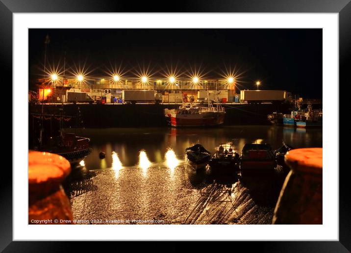 Bridlington harbour at low tide. Framed Mounted Print by Drew Watson