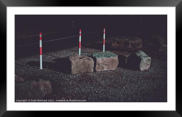 Barrier posts at the street Framed Mounted Print by Ingo Menhard