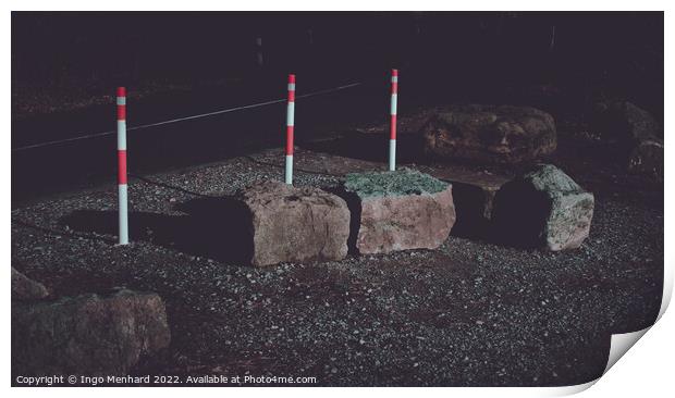 Barrier posts at the street Print by Ingo Menhard