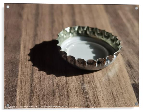 A closeup shot of a bottle cap on a wooden surface Acrylic by Ingo Menhard