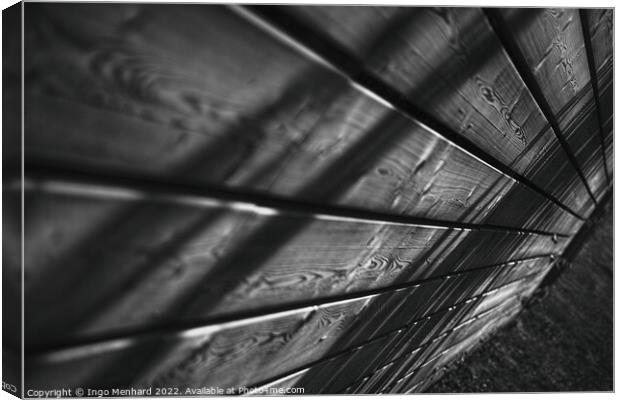 Greyscale shot of a neat wooden surface Canvas Print by Ingo Menhard