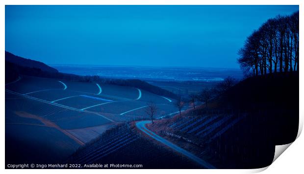 Vineyard landscape by night Print by Ingo Menhard
